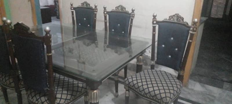 glass dinning table 6 chair set 0