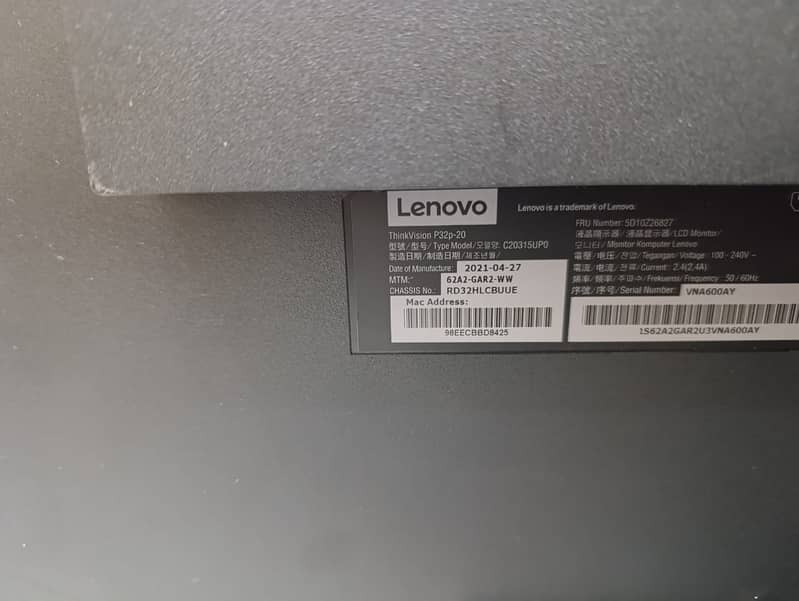 Lenovo P32p-20 32inch 4k Type C Borderless LED Monitor 2