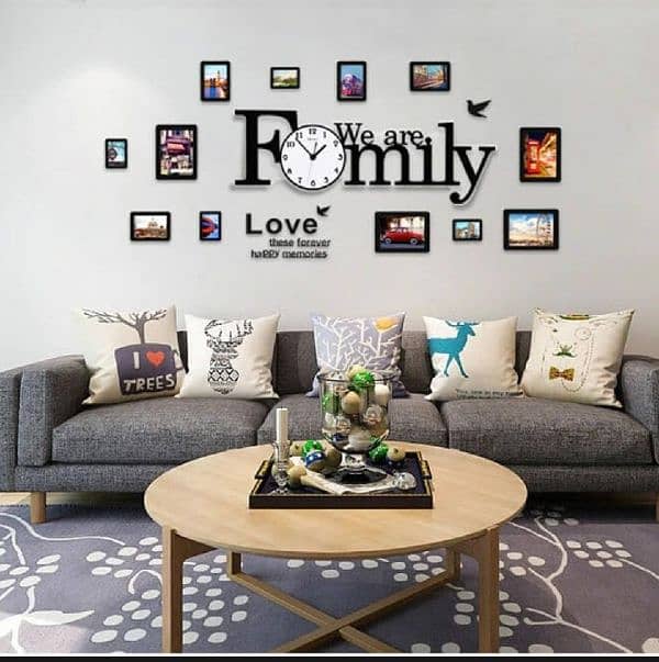 We Are Family Wall Clock With Family Photo Frame 0