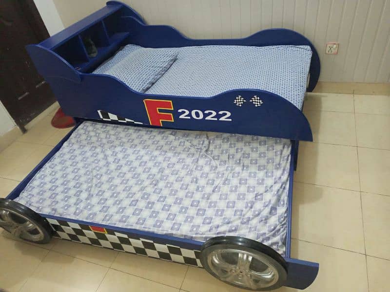 Kids double bunk bed car bed with mattress 4