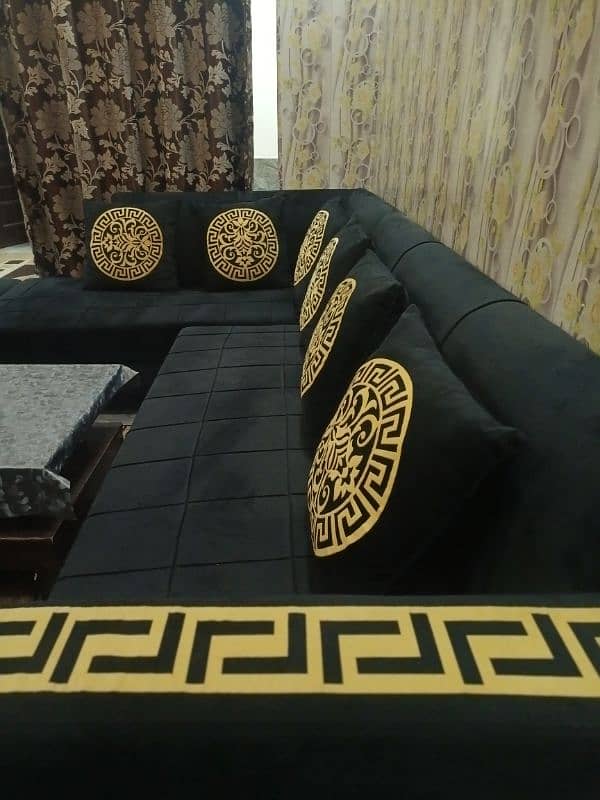 Luxury Black & Gold Sofa set 3