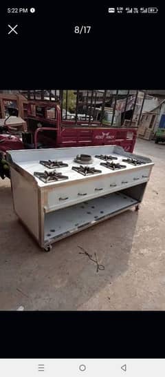 cooking range 8 burner for karahi and Chinese pizza fast food