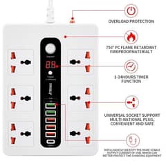 Ultra High Speed Socket Bkl-11 Sockets 5 Usb 1 Bd 2 Meter 3000 Watts