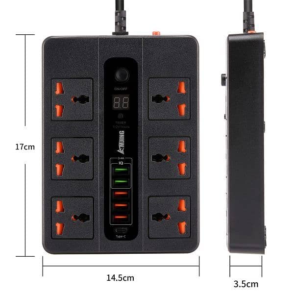 Ultra High Speed Socket Bkl-11 Sockets 5 Usb 1 Bd 2 Meter 3000 Watts 1