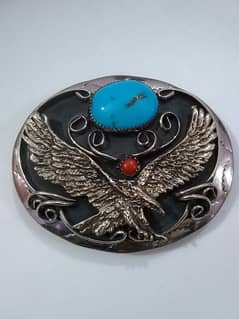 belt buckle German silver made Hand Crafted Genuine Feroza Stone