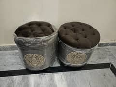 Ottoman puffy stool pair Chocolate brown colour brand new