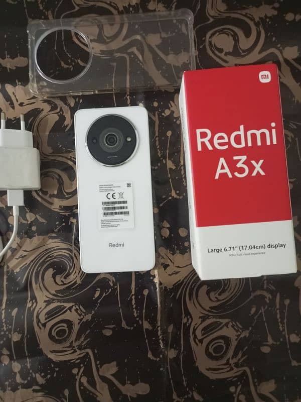 Redmi A3x 3/64 with screen & back protector, also back sheet 3