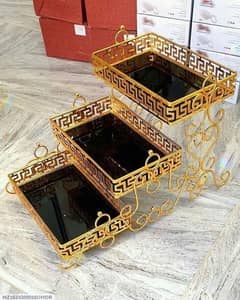 3 tier golden metal storage basket