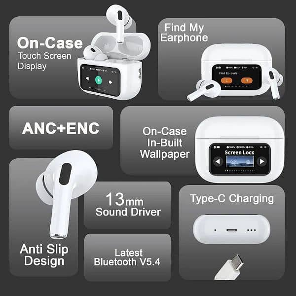 A09 PRO MAX ANC SCREEN TOUCH CONTROL EARBUDS 4