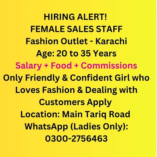 FEMALE STAFF WANTED 0