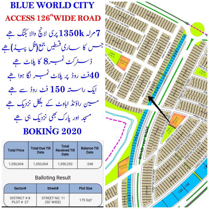 Blue World city 7 Marla Plot For Sale (Overseas Block) 1