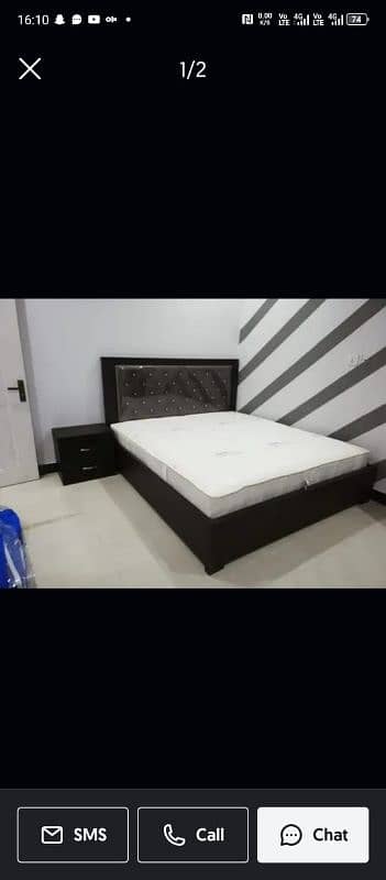 full poshish king size double bed with 2 side table only 4