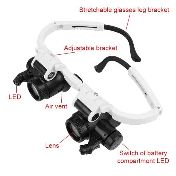 LED Head Mount Magnifying Glass 8x 15x 23x LED Lights Glasses 1