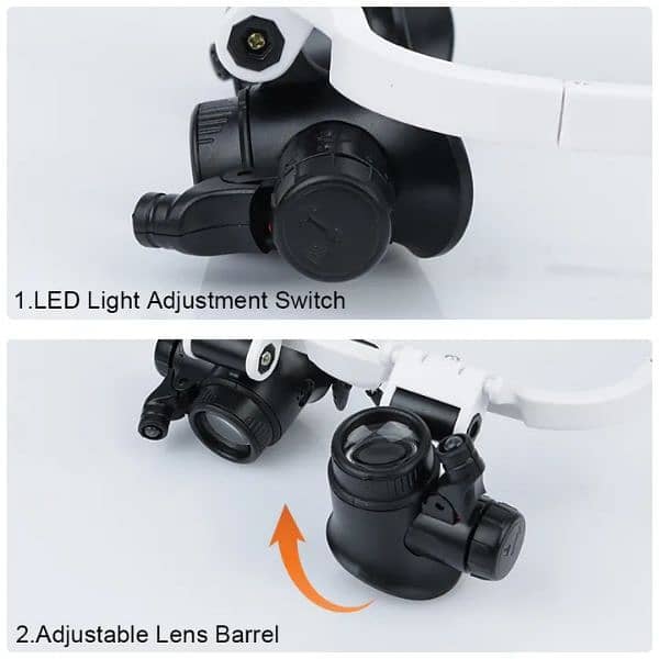 LED Head Mount Magnifying Glass 8x 15x 23x LED Lights Glasses 3