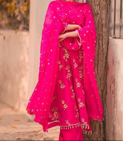shocking pink chiffon dress