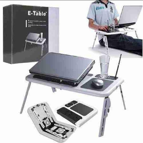 Folding Laptop Table Stand Holder 2 USB Cooling Fans Mouse Pad For Bed 0