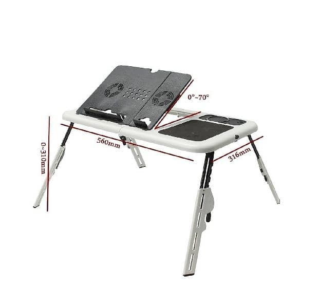 Folding Laptop Table Stand Holder 2 USB Cooling Fans Mouse Pad For Bed 1
