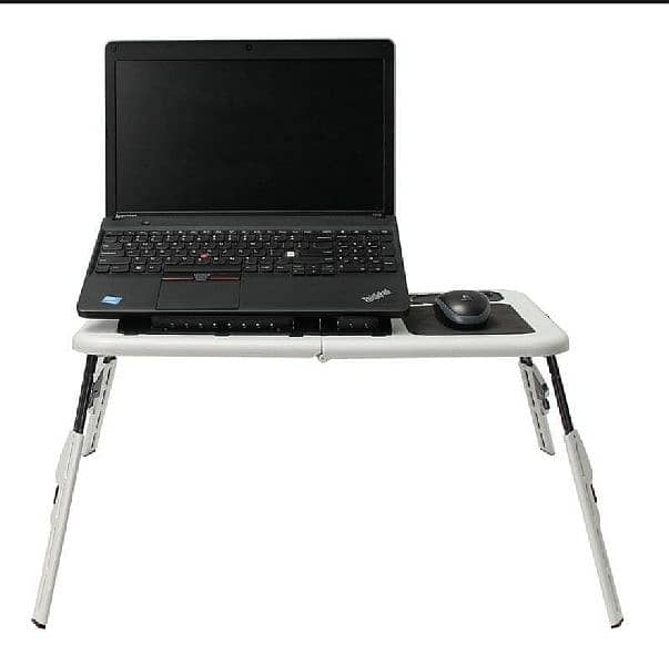 Folding Laptop Table Stand Holder 2 USB Cooling Fans Mouse Pad For Bed 2