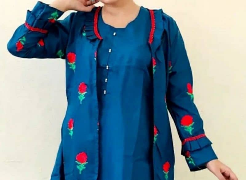 3 Pcs Women's stitched Silk Embroidered Suit 2