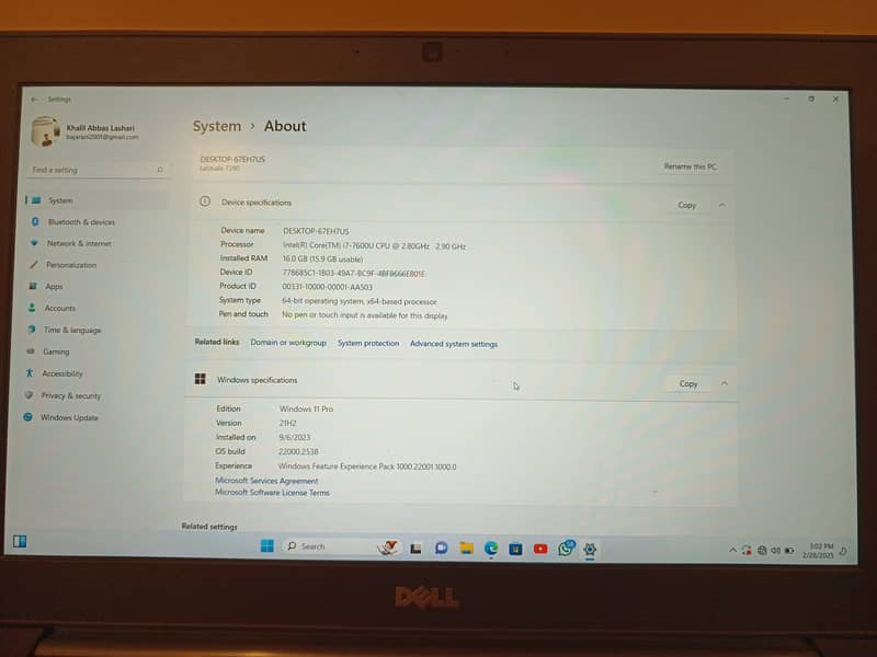 Dell Latitude 7280 Corei7/7th gen, 16gb/256gb, windows 11pro, 13 inch 2