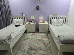 Pure Wood Single Bed Set, Side tables, Dressing table. URGENT SALE