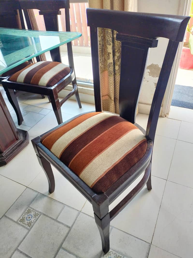 Glass Dining table with 6 wooden chairs 3