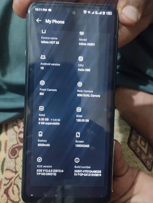 Infinix hot 30 (8+8//128)Only mobile hai with CNIC copy 0