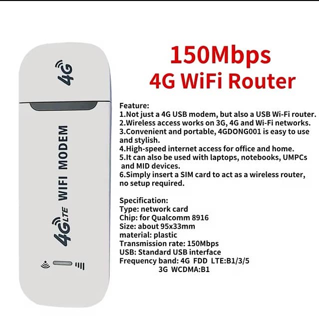 Wireless Modem Dongle 4G LTE WiFi Router 5