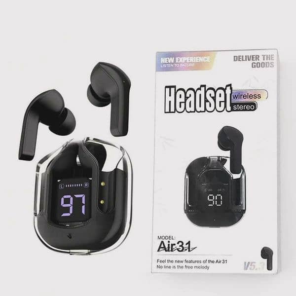 AIR 31 TWS Transparent Earbuds - 2 pcs With Long battery life 2