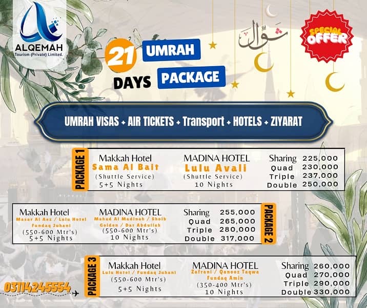 21 DAYS UMRAH PACKAGE 1