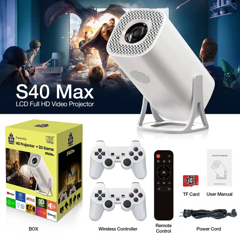 S40 Max Projector Android 11 + 46000 Games 1