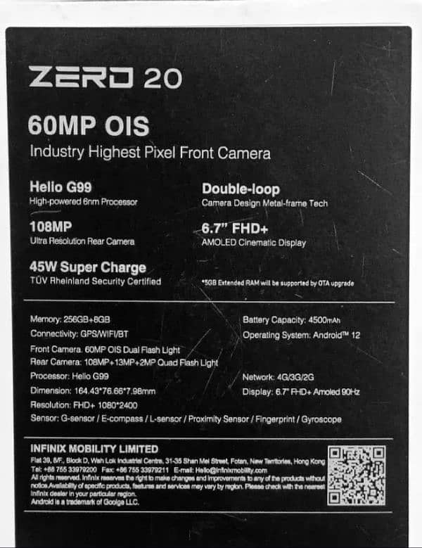 Infinix Zero 20 13gb 256gb complete box 3