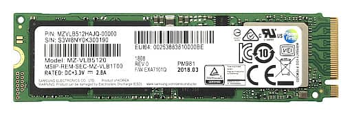 SAMSUNG 512GB NVME M. 2 ssd GEN3x4 0