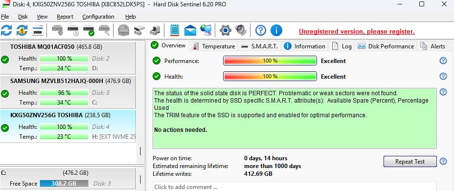 TOSHIBA NVME M. 2 SSD 256GB GEN3x4 2