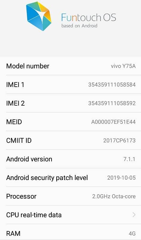 vivo y75, (4/64) 1