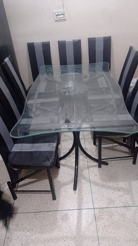 8 Chairs Dining Table with table and heavy glass 2