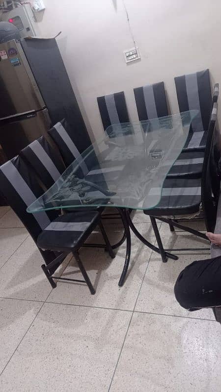 8 Chairs Dining Table with table and heavy glass 3