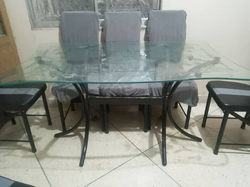 8 Chairs Dining Table with table and heavy glass 7