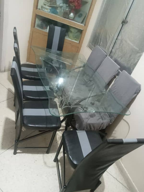 8 Chairs Dining Table with table and heavy glass 9