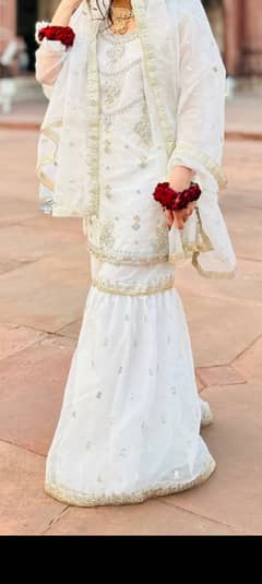 Designer Wear White Net gharara