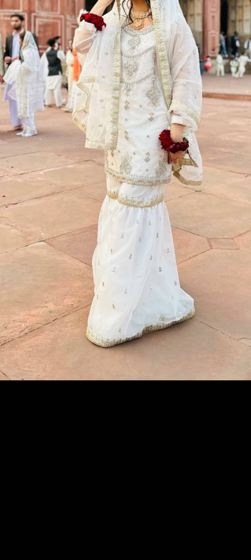 Designer Wear White Net gharara 2