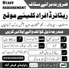 Office work are available in Islamabad for retired and civil person.