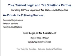 Tax Lawyer in Karachi,Tax Filing,Income Tax Return,Tax Consultant,NTN