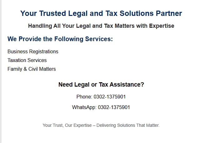 Tax Lawyer in Karachi,Tax Filing,Income Tax Return,Tax Consultant,NTN 0