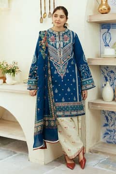 3 PSC women's unstitched Embroidered suite