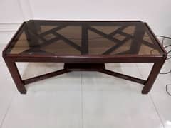 Talee(Shesham) Wood Center Table With Glass