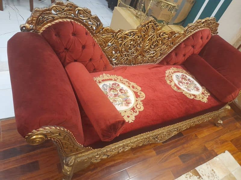 sheesham sofa set with embroidered velvet fabric 2