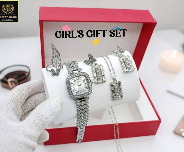 GIRL'S DIAMOND GIFT SET  GUCCI GIRL'S DIAMOND STONES Jewelry watch 0