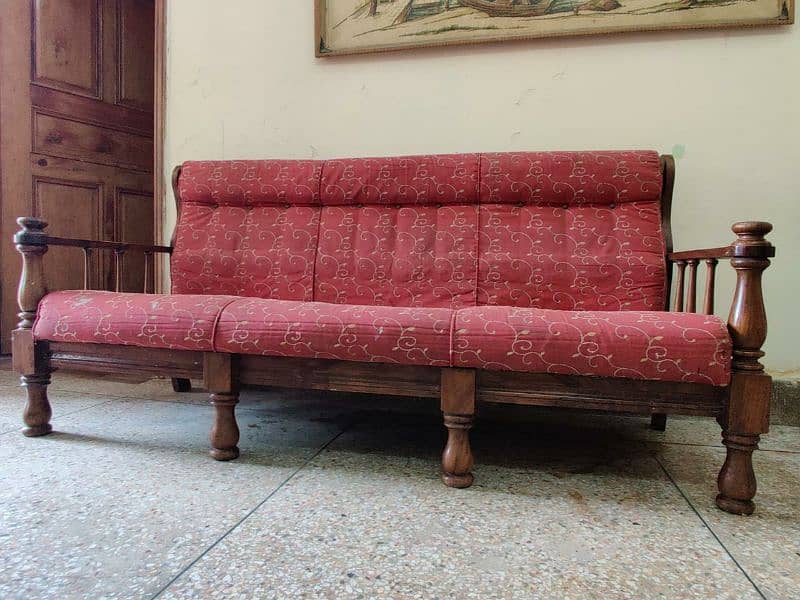 5 Seeter Sheesham Wood Sofa Set 5