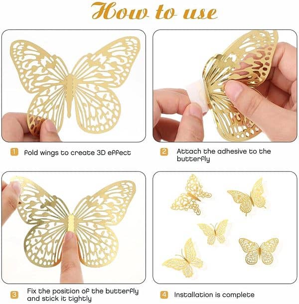 12Pcs 3d Wall Stickers Hollow Butterfly For Kids Rooms Home Wall Decor 2